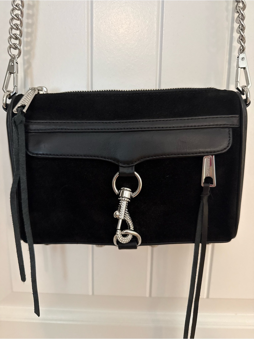 Rebecca Minkoff Mini M.A.C. (Morning After Clutch) crossbody bag, black suede